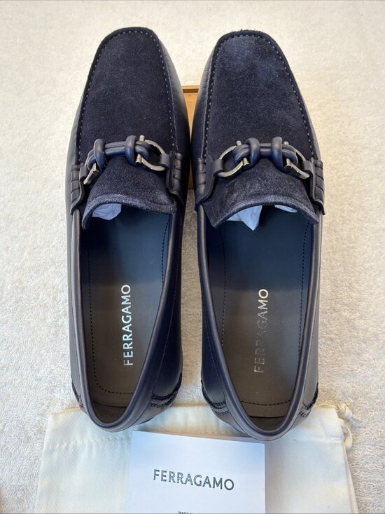 Salvatore Ferragamo Almeria Blue Suede Leather Loafer Driving Moc SZ 9.5 E Men main image 12